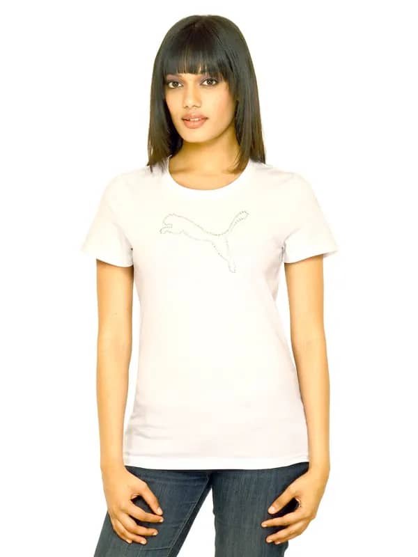Puma Women bling blink tee White Tshirts