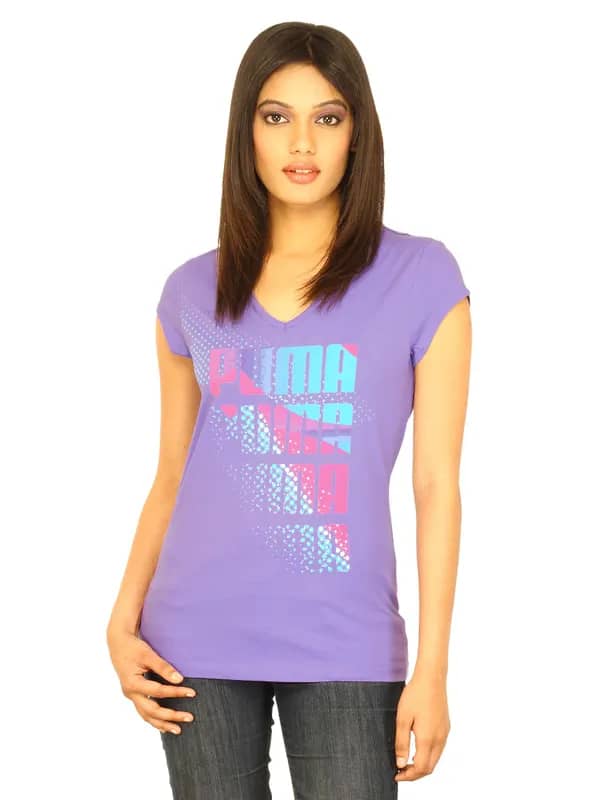 Puma Women cat line tee Purple Tshirts