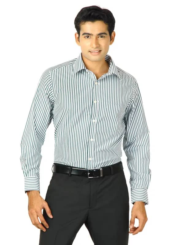 Indigo Nation Men White Stripe Shirt