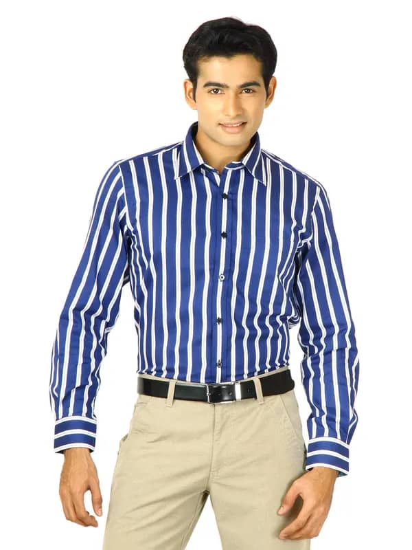 Indigo Nation Men Blue & White Stripe Shirt
