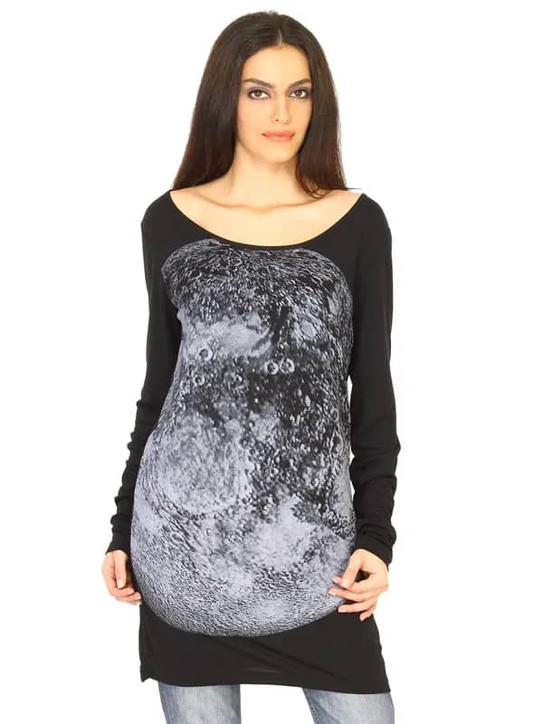 United Colors of Benetton Women Printed Tunic Black Tops