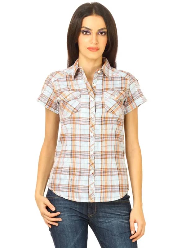 Flying Machine Women HS Orange Shirt