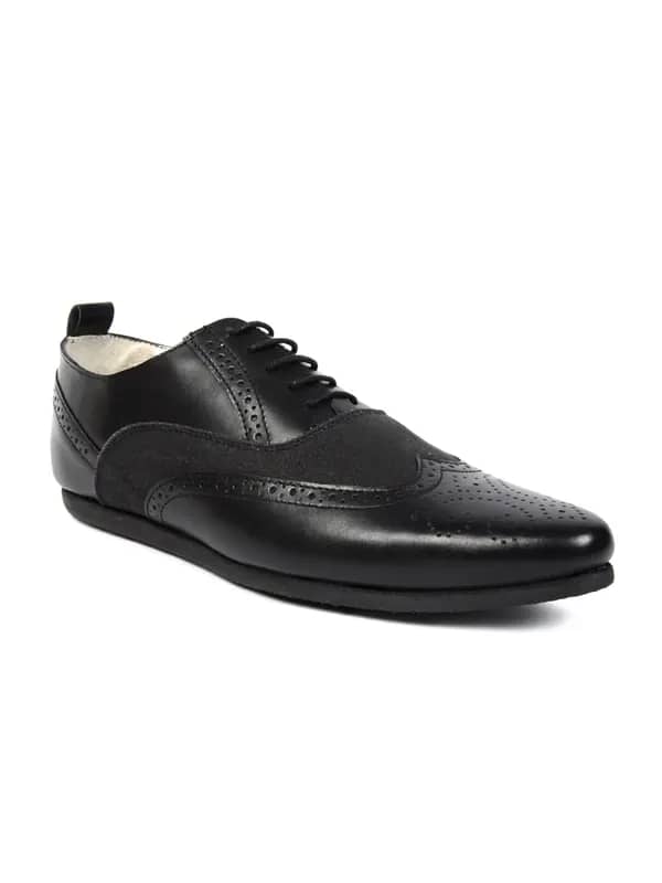 Carlton London Men Black Oxford Wingtip Brogues