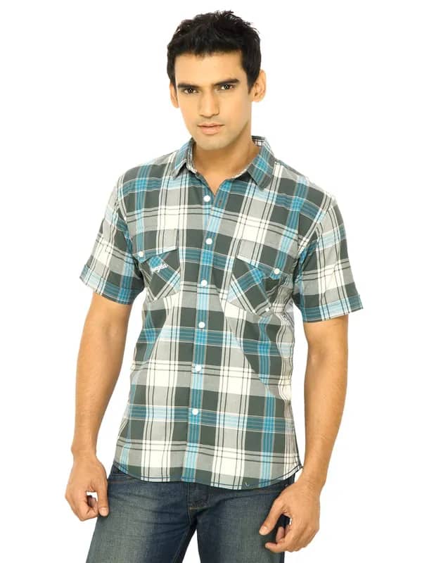 Wrangler Men Urban Big Check White Shirts