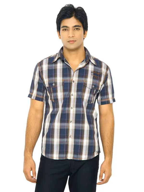 Wrangler Men Wander Wheels Navy Blue Shirts