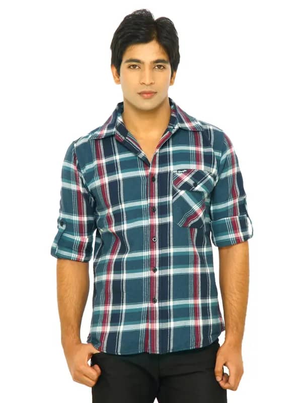 Wrangler Men City Work Navy Blue Shirts
