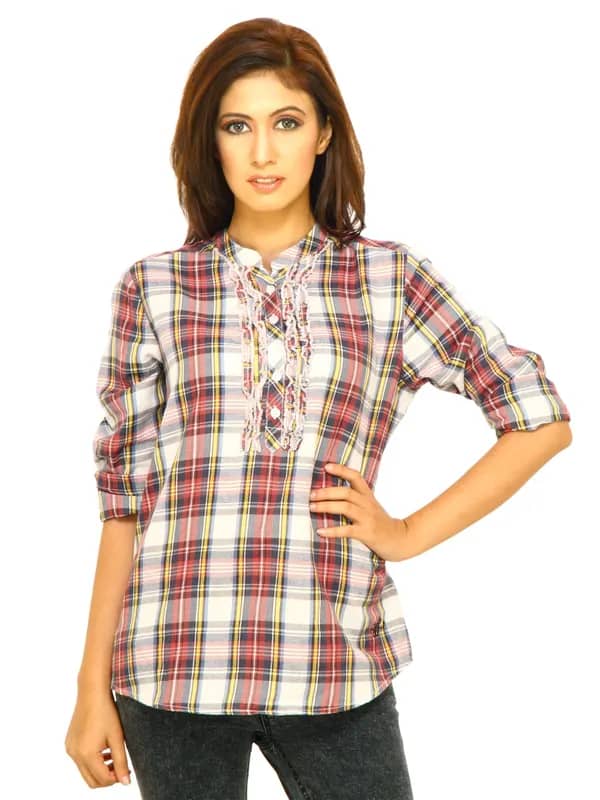 Wrangler Women Frill Check Multi Tops