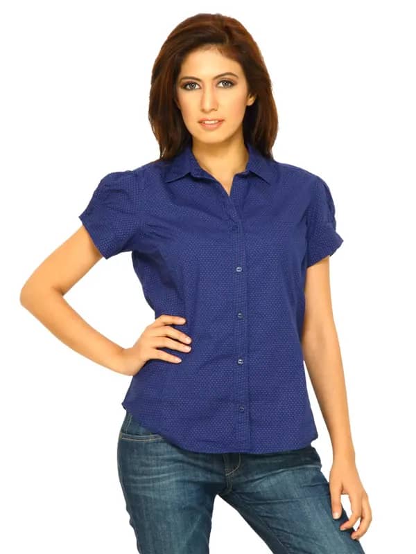 Wrangler Women Polka Blue Shirts