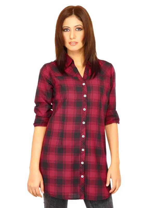 Jealous 21 Women Check Red Shirt