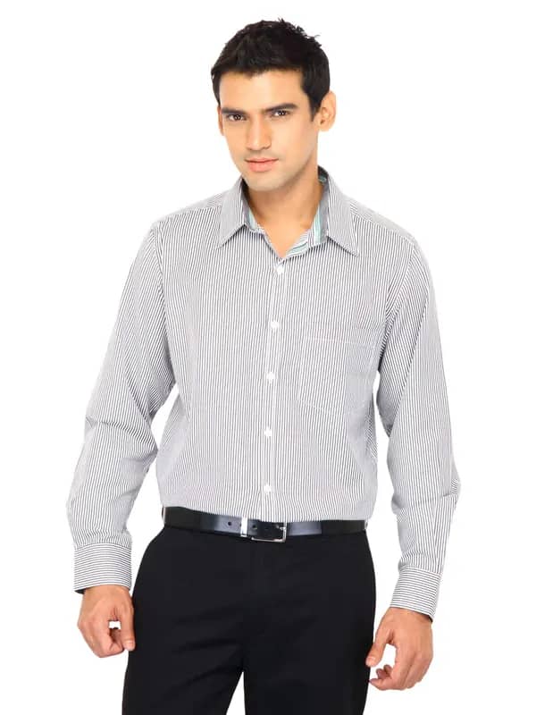 Indigo Nation Men Stripes Black Shirts