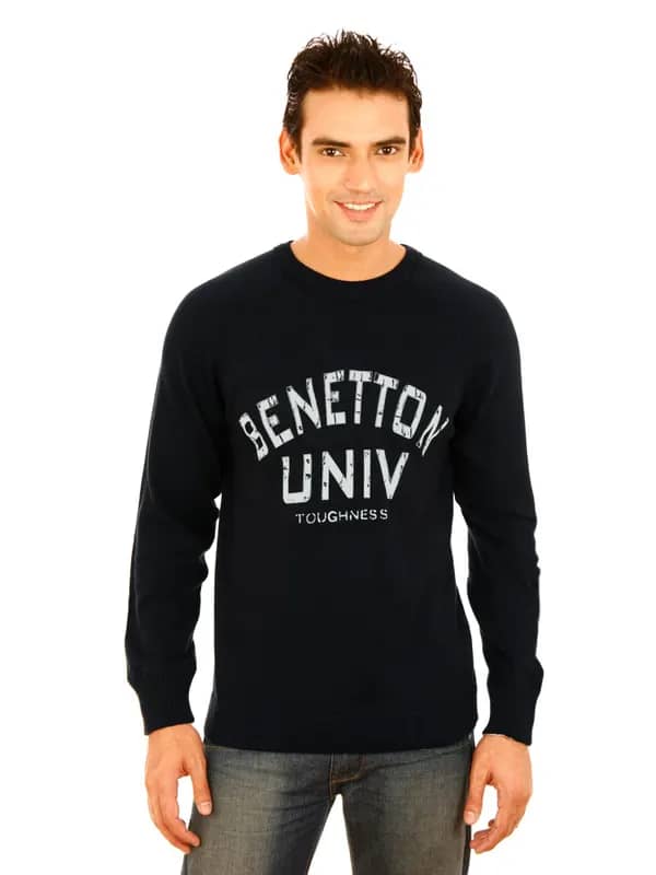 United Colors of Benetton Men Winter Black Sweatshirts