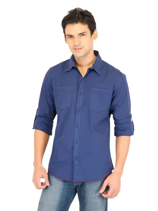 United Colors of Benetton Men Light Blue Shirts
