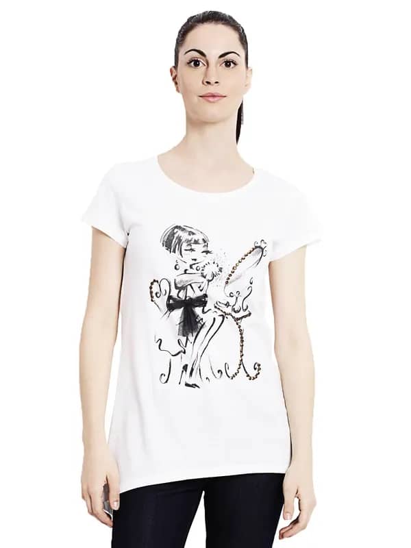 United Colors of Benetton Women White Light Winter Top