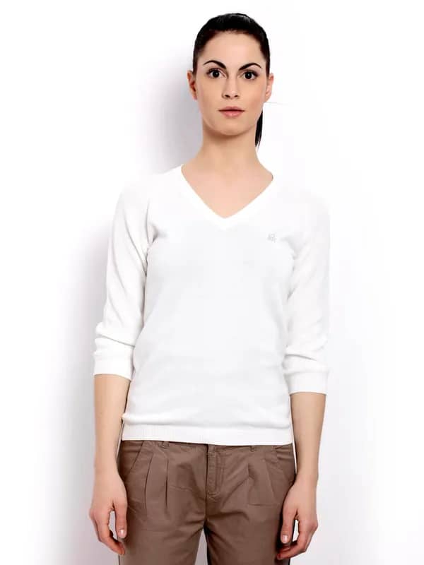 United Colors of Benetton Women Light Winter White Sweater