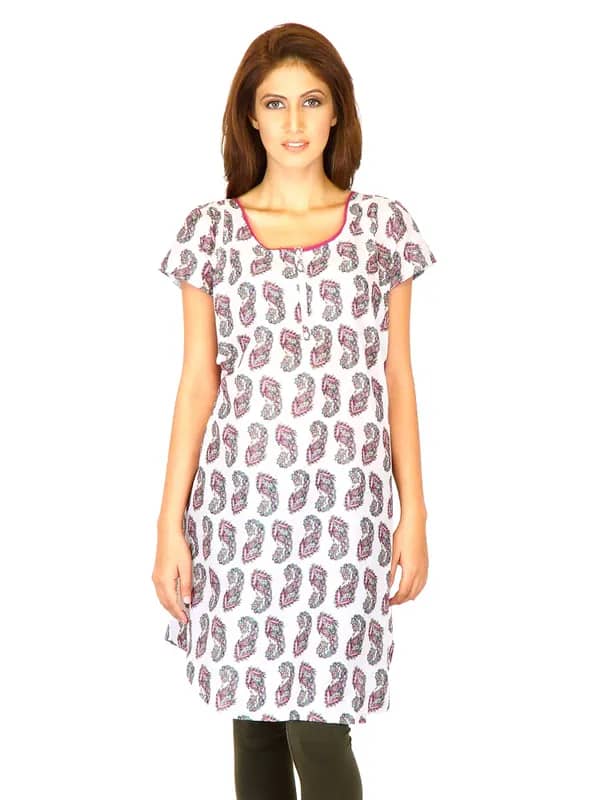 W Women Printed White Kurtas