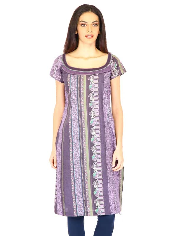 W Women Printed Purple Kurtas