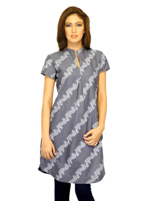 W Women Printed Grey Kurtas