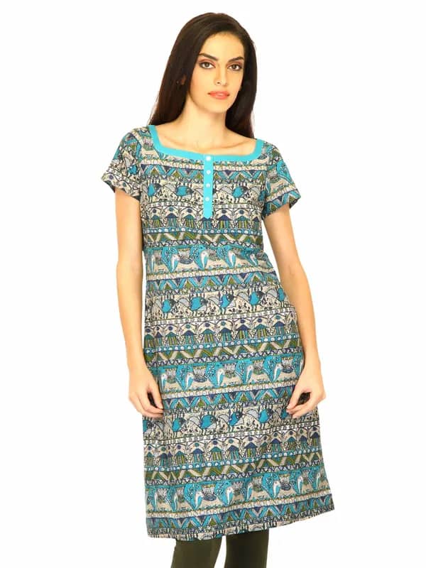 W Women Printed Blue Kurtas