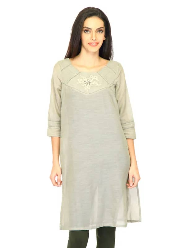 W Women Solid Grey Kurtas