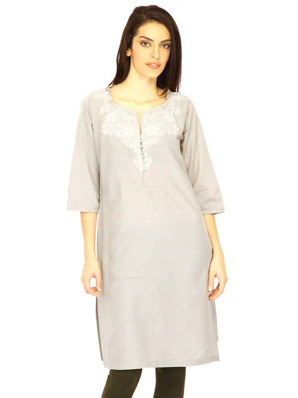 W Women Solid Grey Kurtas
