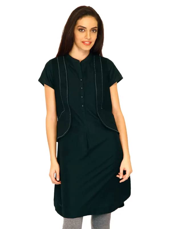 W Women Solid Black Kurtas