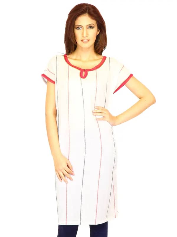 W Women Stripe White Kurtas