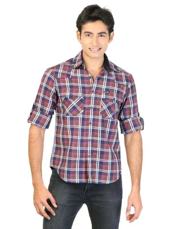 Lee Men Brown Check Shirt