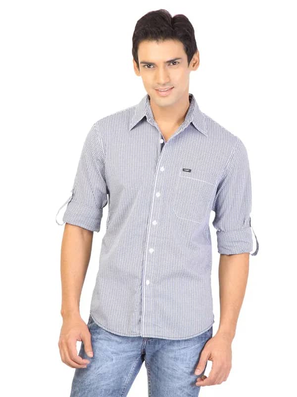 Lee Men Check Navy Blue Shirts