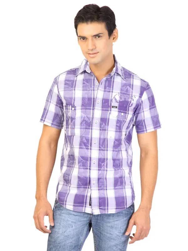 Lee Men Purple Check Shirt