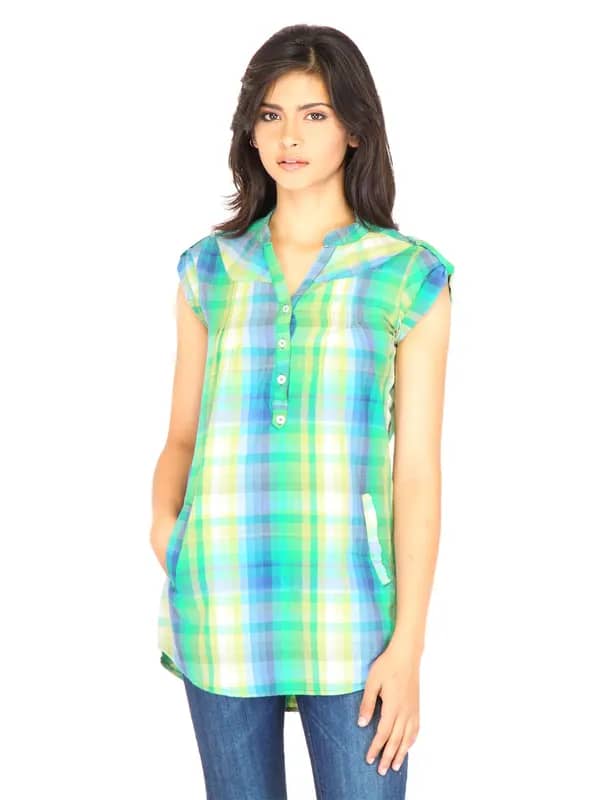 Lee Women Check Green Tunics