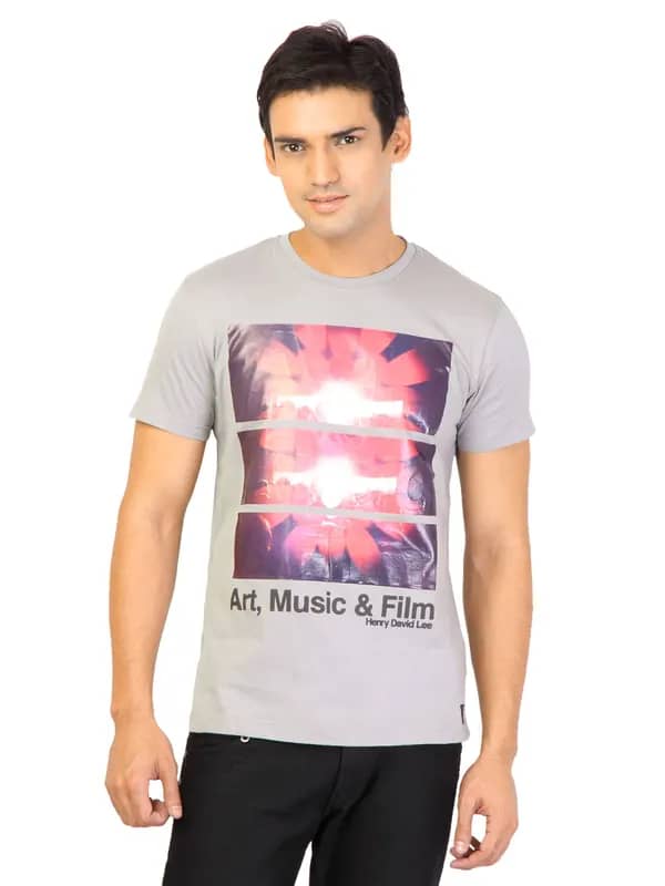 Lee Men Printed Grey Tshirts