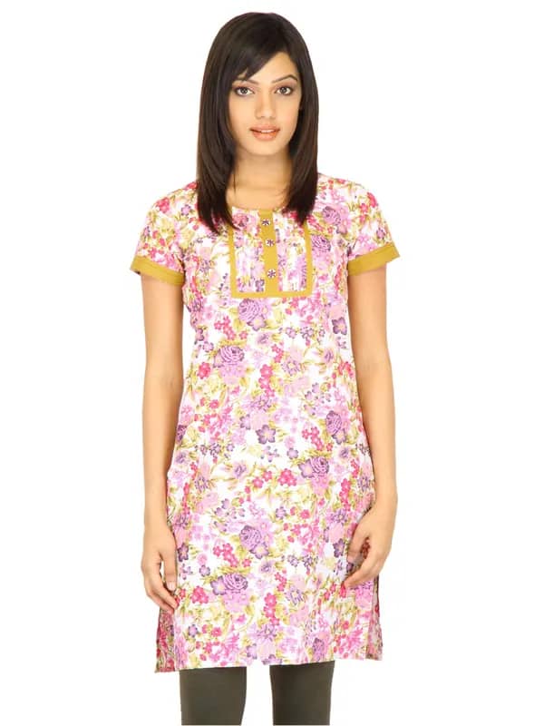 Vishudh Women Pigment Print Pink Kurtas