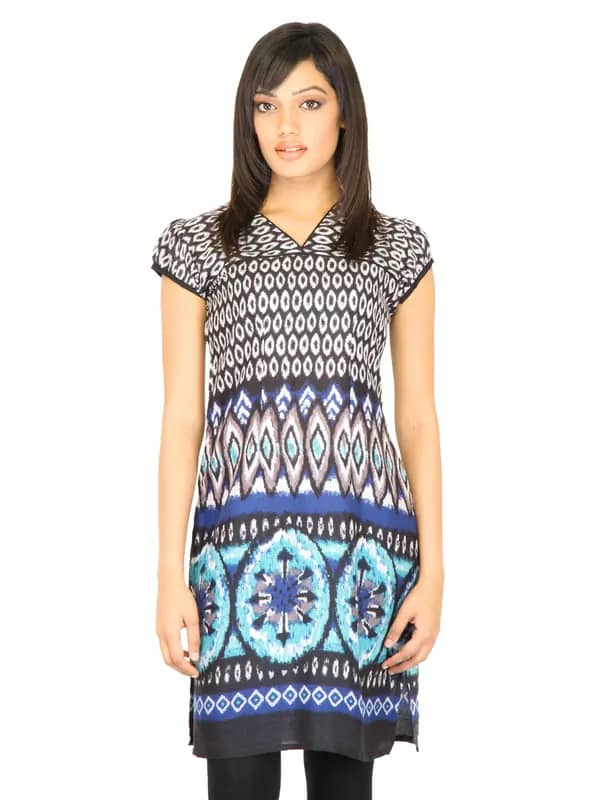 Vishudh Women Pigment Print Black Kurtas
