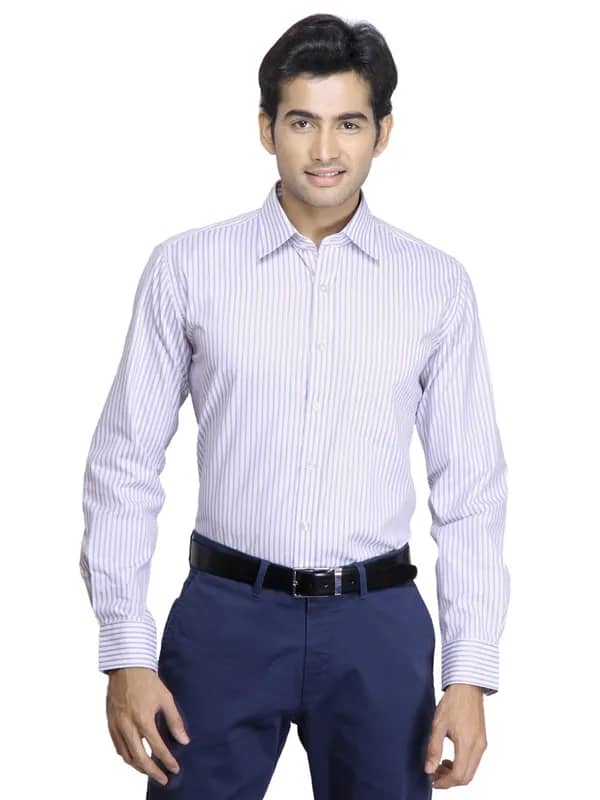 Mark Taylor Men Blue Striped Shirt