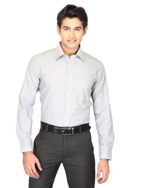 Mark Taylor Men Purple Striped Shirt