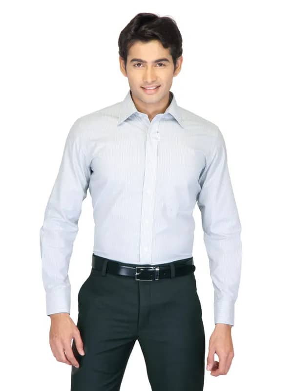 Mark Taylor Men Blue Striped Shirts
