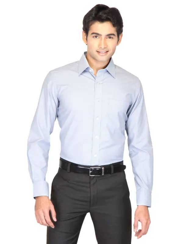 Mark Taylor Men Grey Striped Shirt