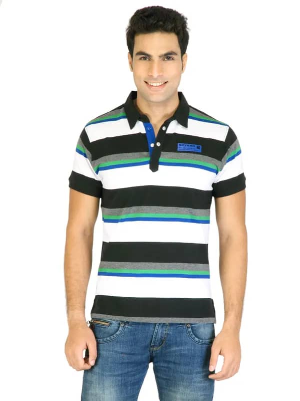 Spykar Men White Polo T-Shirts
