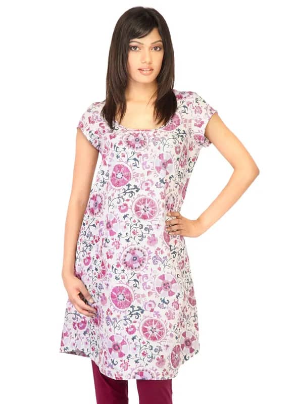 W Women Printed White Kurtas