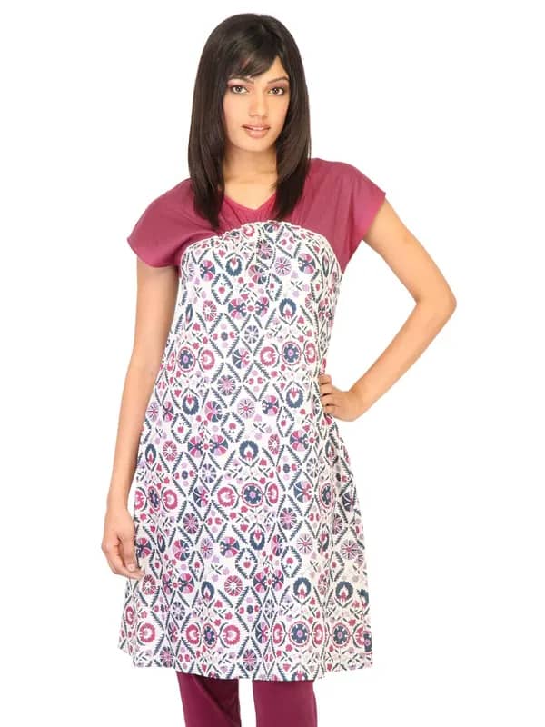 W Women Printed White Kurtas