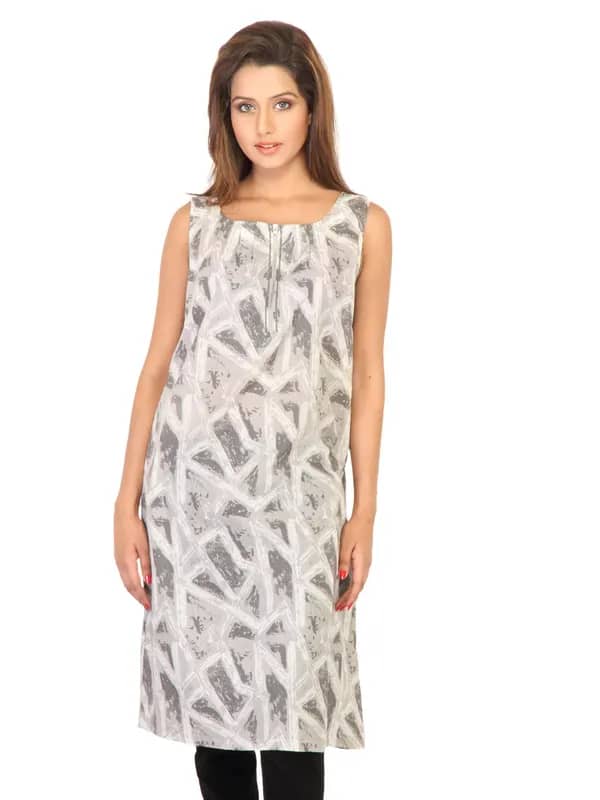W Women Grey Printed Kurta