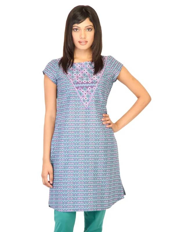 W Women Printed Purple Kurtas