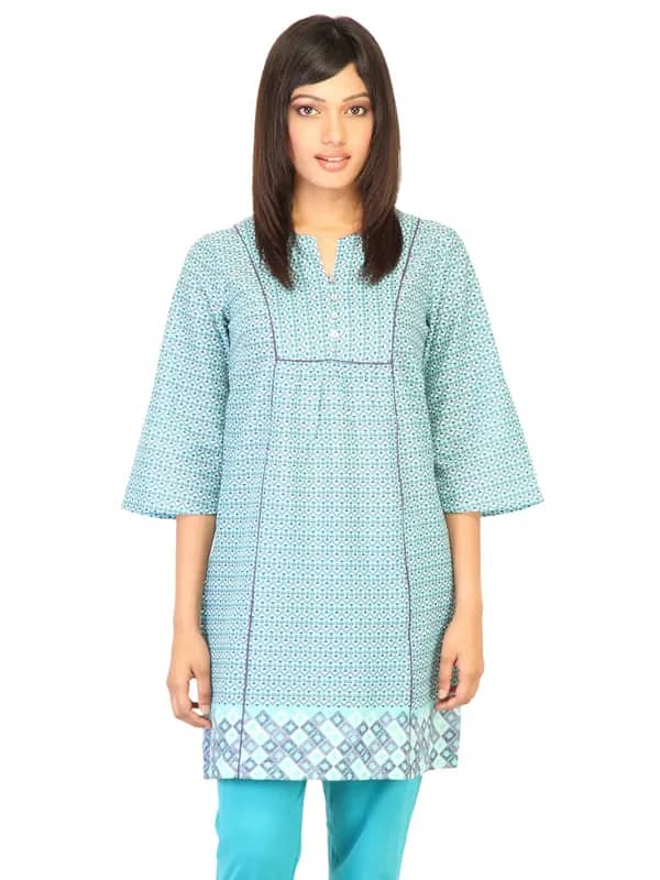 W Women Blue Printed Kurti