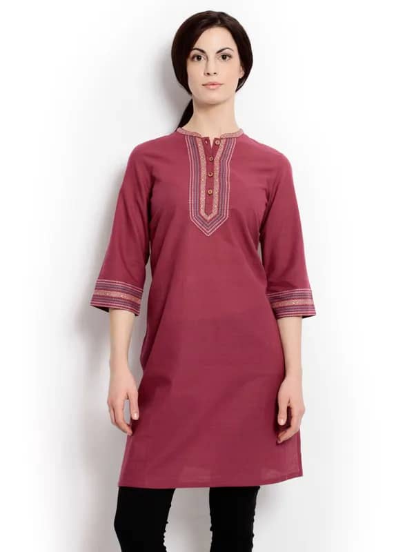 Aurelia Women Solid Pink Kurtas