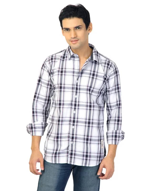 Basics Men Grey Slim Fit Checked Shirt