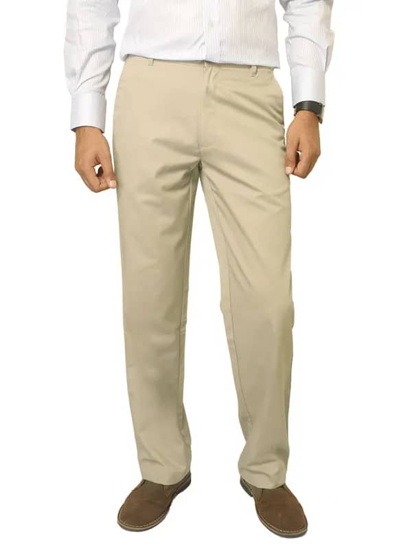 Basics Men Solid Beige Trousers