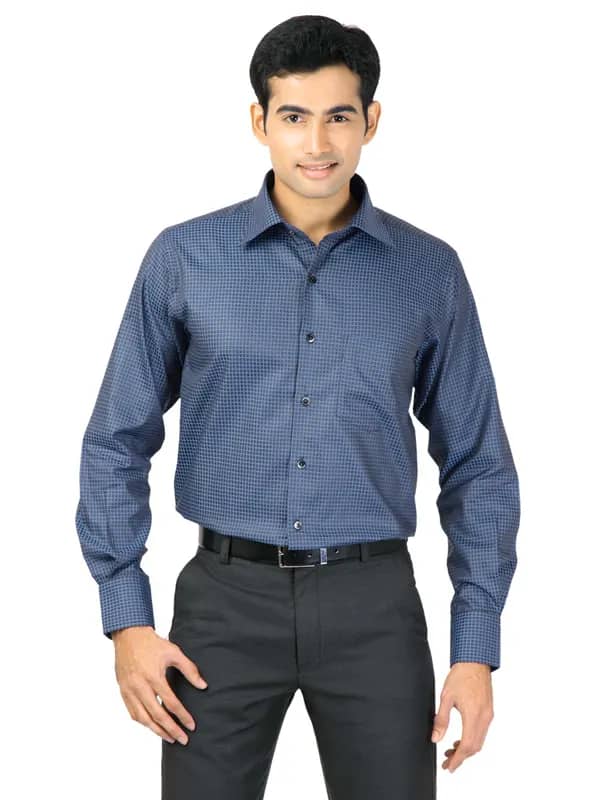 Genesis Men Check Navy Blue Shirts