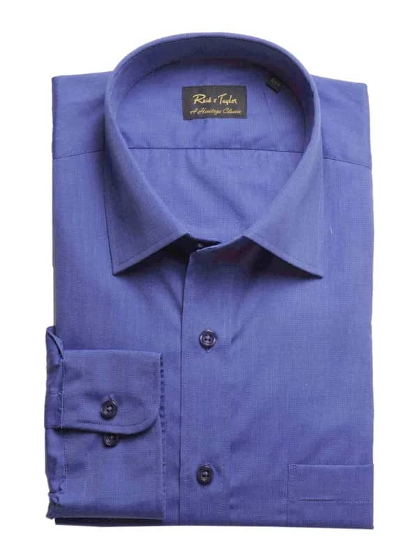 Reid & Taylor Men Solid Blue Shirts