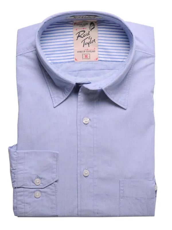 Reid & Taylor Men Stripes Blue Shirts