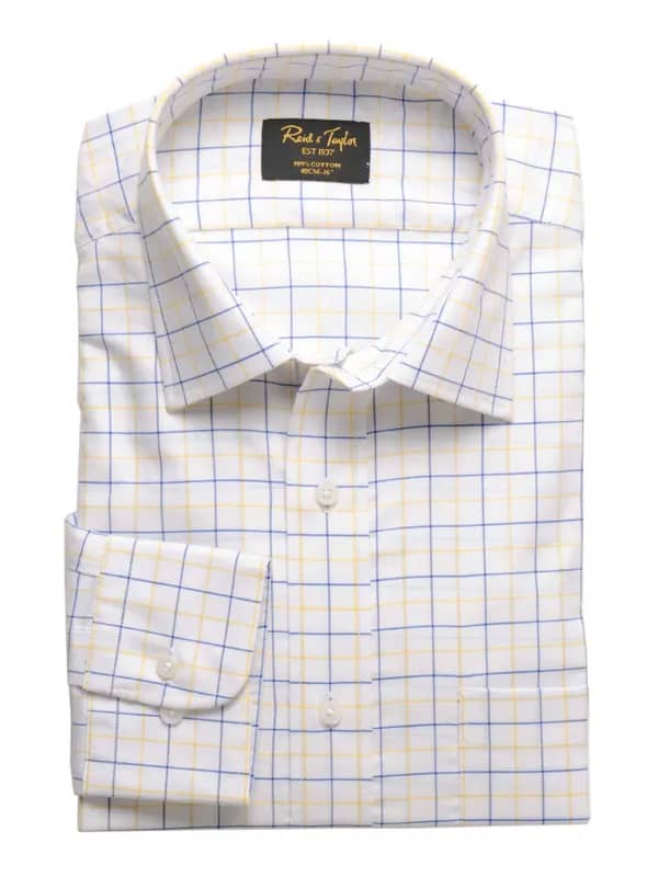 Reid & Taylor Men Check White Shirts